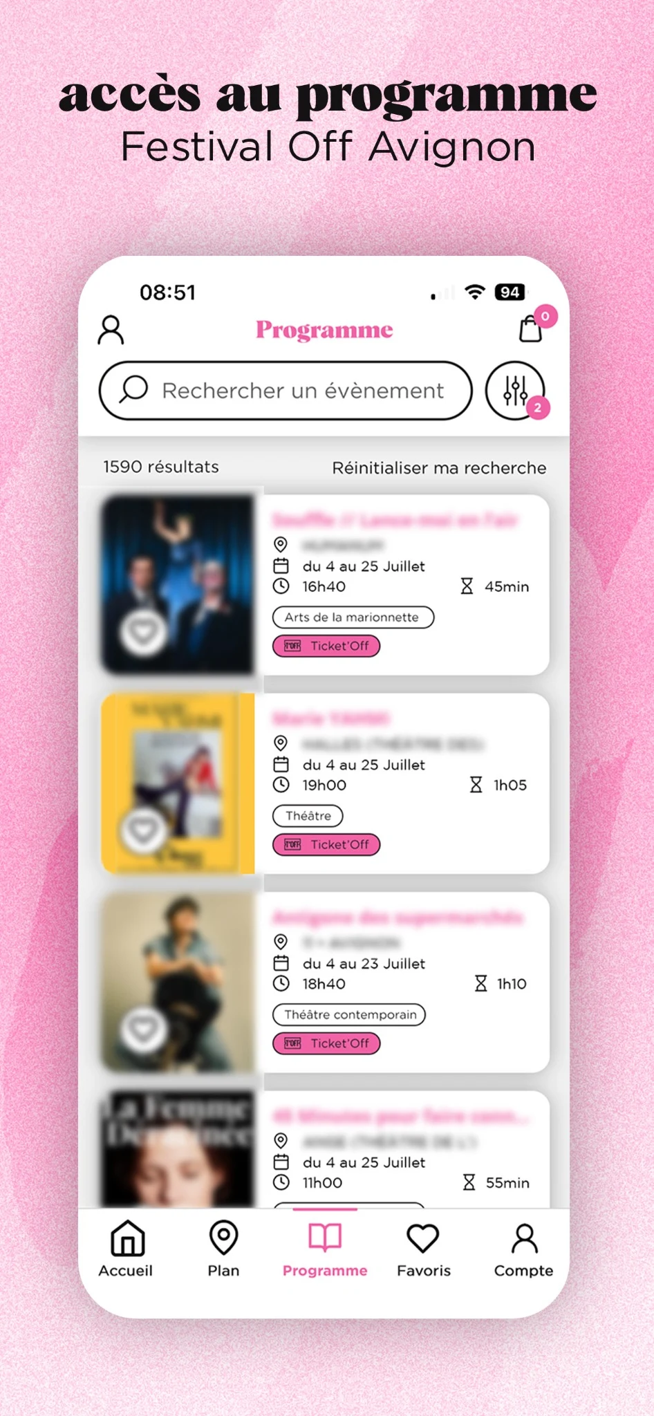 Le programme — application Festival OFF Avignon
